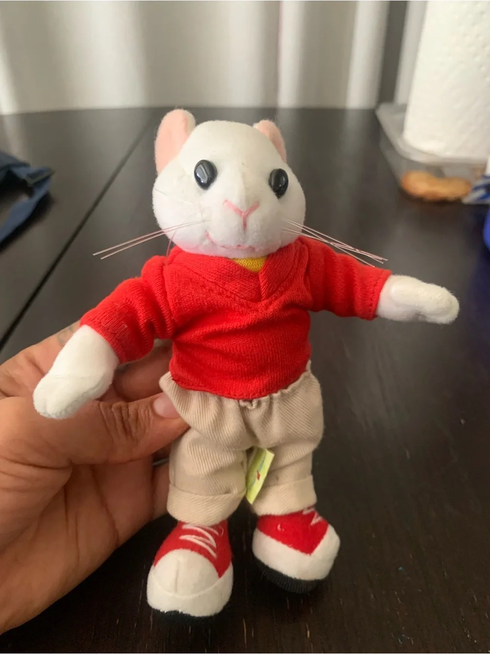 STUART LITTLE Key chain White Mouse Keychain with Red Outfit and Tan Pants